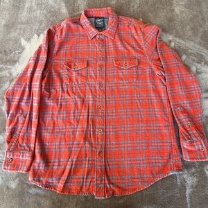 Grayers Heritage Flannels Men's 100% Cotton Red Blue Plaid Button-Up Shirt L